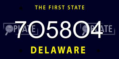 7O58O4 Delaware License Plate