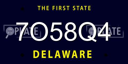 7O58Q4 Delaware License Plate
