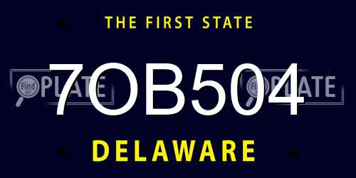 7OB504 Delaware License Plate