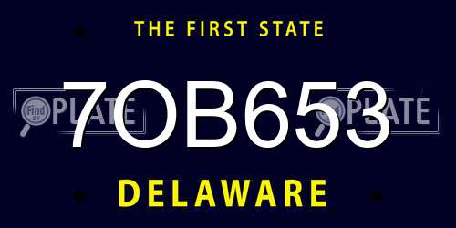 7OB653 Delaware License Plate