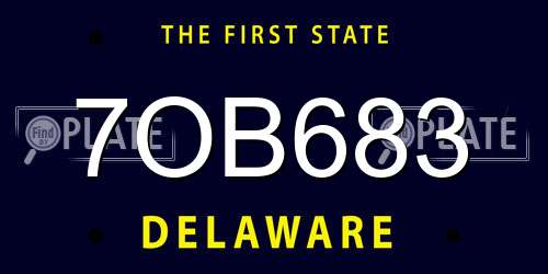 7OB683 Delaware License Plate