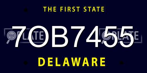 7OB7455 Delaware License Plate