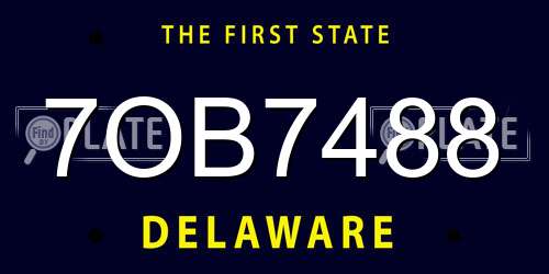 7OB7488 Delaware License Plate