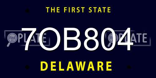 7OB804 Delaware License Plate
