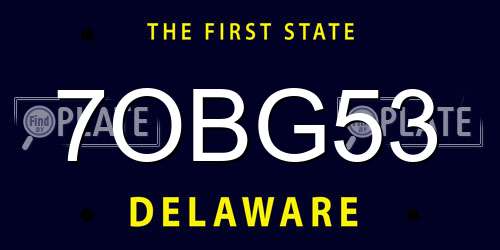 7OBG53 Delaware License Plate