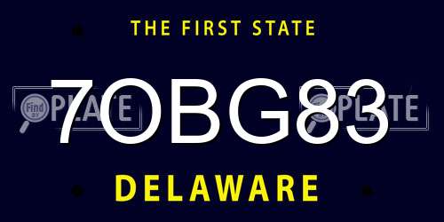 7OBG83 Delaware License Plate