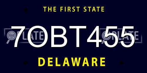7OBT455 Delaware License Plate