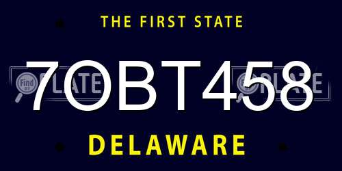 7OBT458 Delaware License Plate