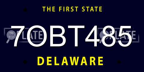 7OBT485 Delaware License Plate