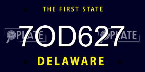 7OD627 Delaware License Plate