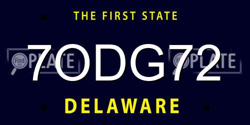 7ODG72 Delaware License Plate