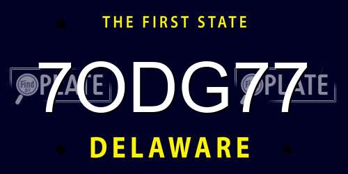 7ODG77 Delaware License Plate