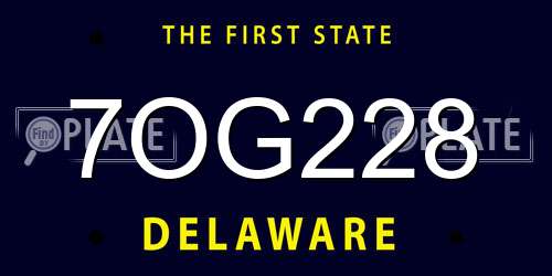 7OG228 Delaware License Plate