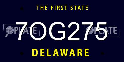 7OG275 Delaware License Plate