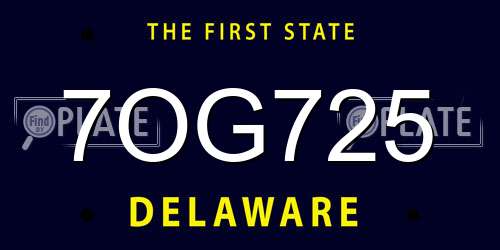 7OG725 Delaware License Plate