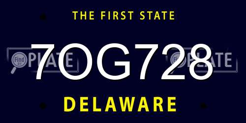 7OG728 Delaware License Plate
