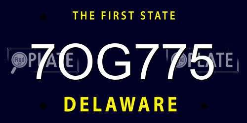 7OG775 Delaware License Plate