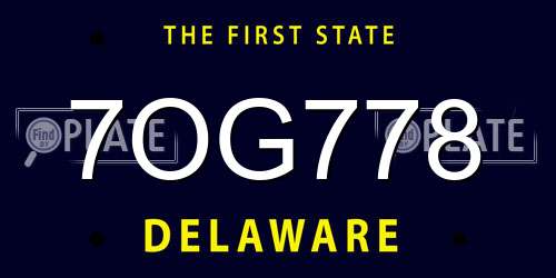 7OG778 Delaware License Plate