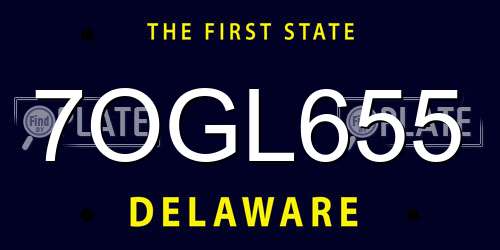7OGL655 Delaware License Plate