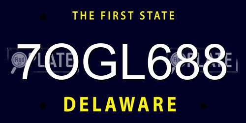 7OGL688 Delaware License Plate