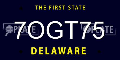 7OGT75 Delaware License Plate
