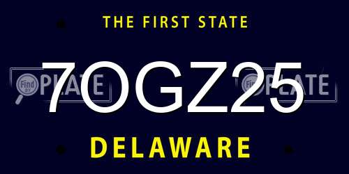 7OGZ25 Delaware License Plate