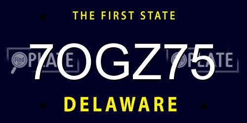 7OGZ75 Delaware License Plate