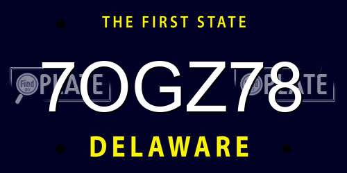 7OGZ78 Delaware License Plate