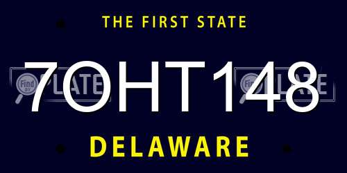 7OHT148 Delaware License Plate