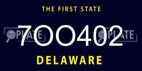 7OO402 Delaware License Plate