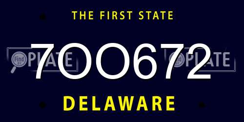 7OO672 Delaware License Plate
