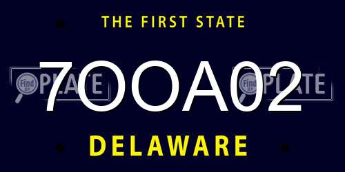 7OOA02 Delaware License Plate