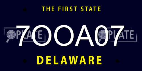 7OOA07 Delaware License Plate