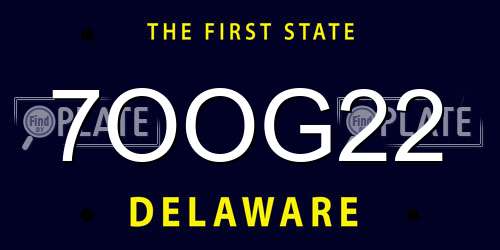 7OOG22 Delaware License Plate