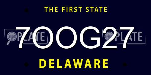 7OOG27 Delaware License Plate