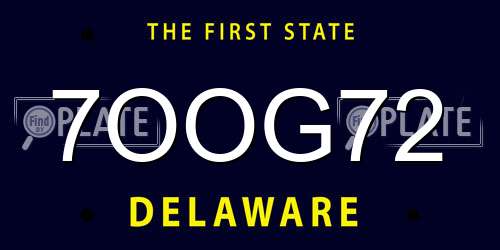 7OOG72 Delaware License Plate