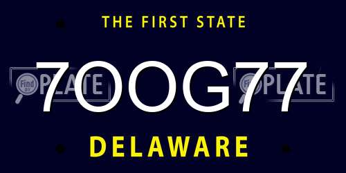 7OOG77 Delaware License Plate