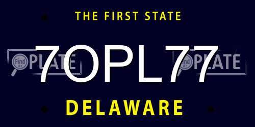 7OPL77 Delaware License Plate