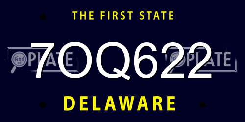 7OQ622 Delaware License Plate