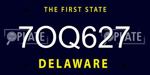 7OQ627 Delaware License Plate