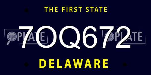 7OQ672 Delaware License Plate