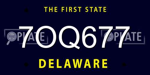 7OQ677 Delaware License Plate