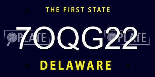 7OQG22 Delaware License Plate