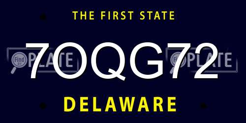 7OQG72 Delaware License Plate