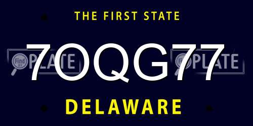7OQG77 Delaware License Plate