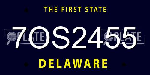 7OS2455 Delaware License Plate