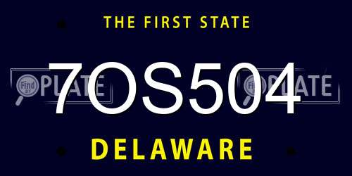 7OS504 Delaware License Plate