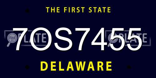 7OS7455 Delaware License Plate