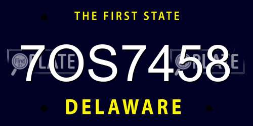 7OS7458 Delaware License Plate
