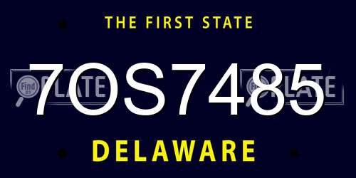 7OS7485 Delaware License Plate
